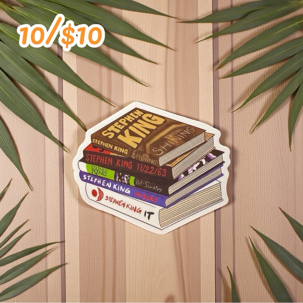 Stephen King Book Stack Glossy Sticker – 2 1/4”